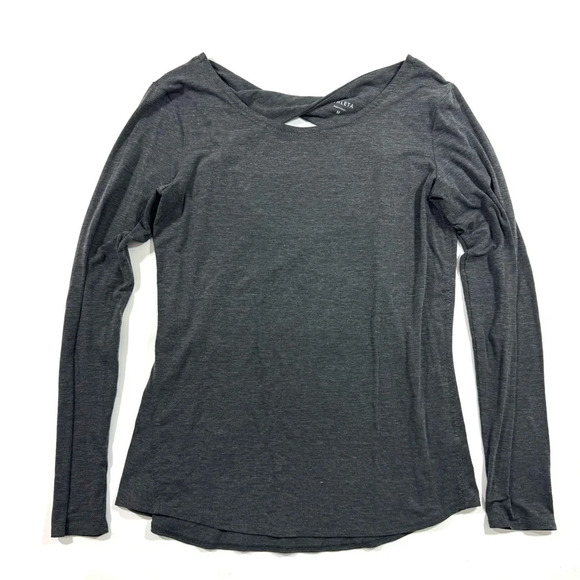 Athleta Open Back Flex light Top Long Sleeve Dark Grey - Picture 1 of 6